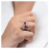 Exquisite Silver Amethyst Tiara Ring – The Perfect Adjustable Gift - LA TATVA