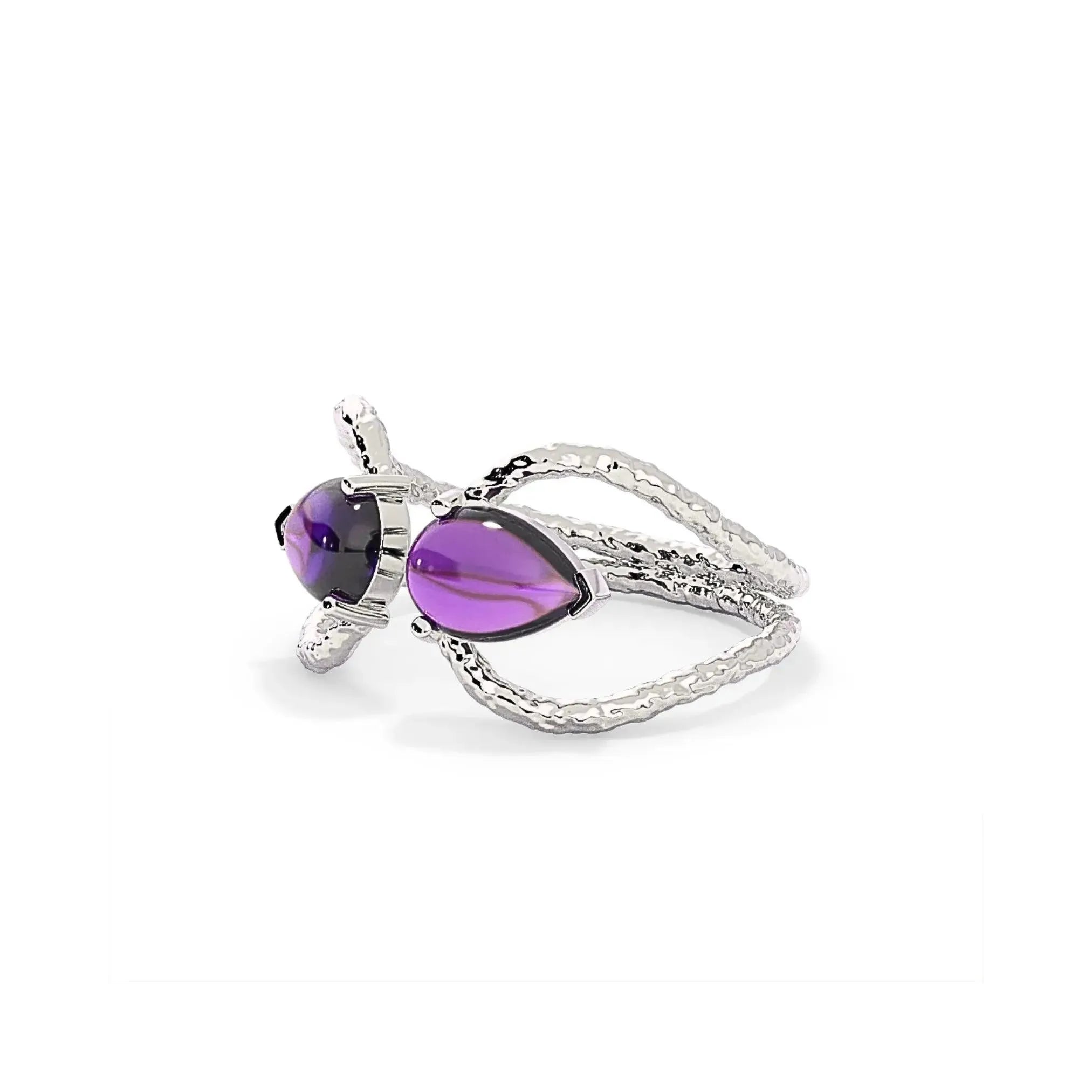 Exquisite Silver Amethyst Tiara Ring – The Perfect Adjustable Gift - LA TATVA