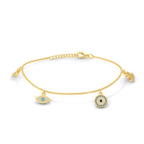 Gold Evil Eye 925 Silver Bracelet - LA TATVA