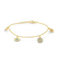 Gold Evil Eye 925 Silver Bracelet - LA TATVA