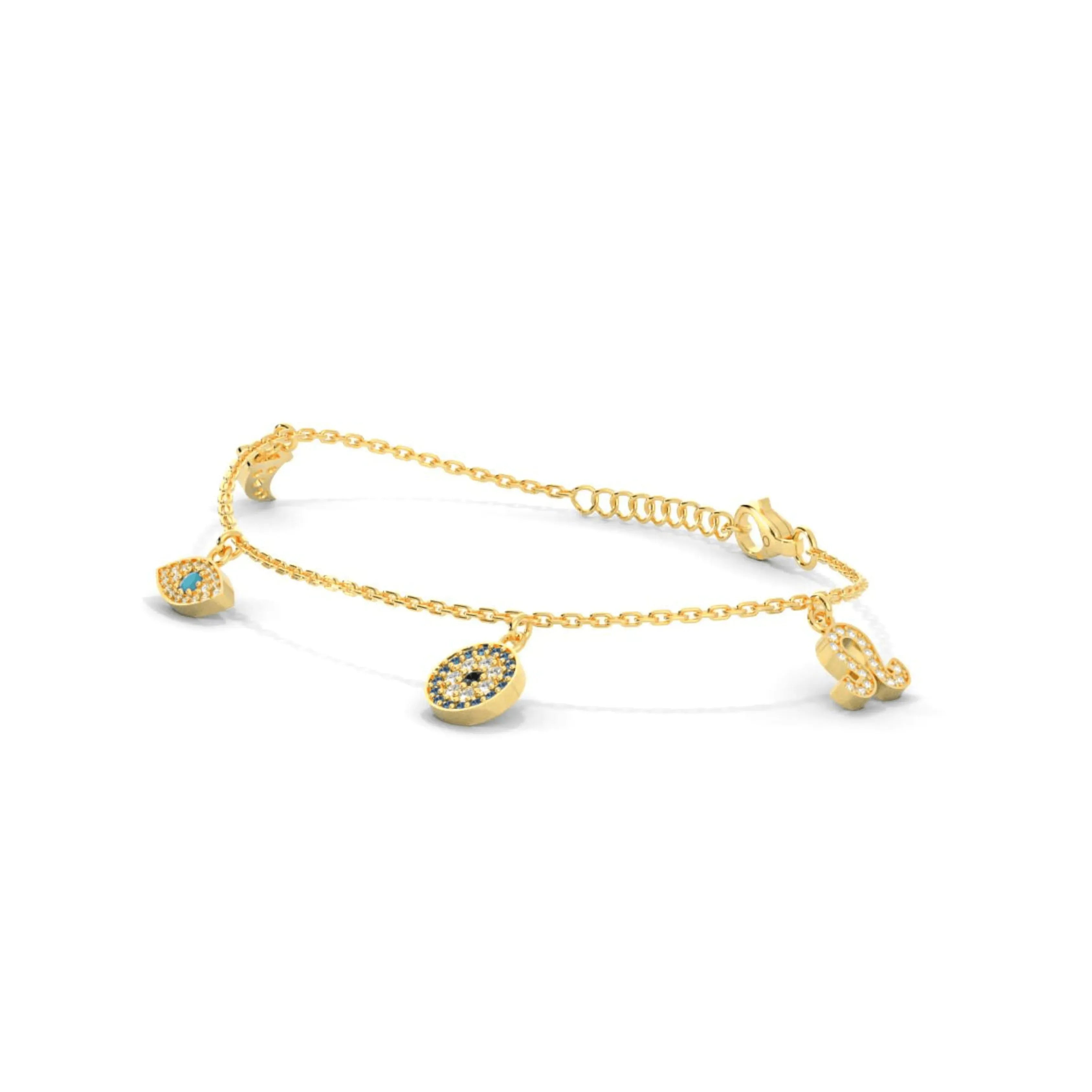 Gold Evil Eye 925 Silver Bracelet - LA TATVA