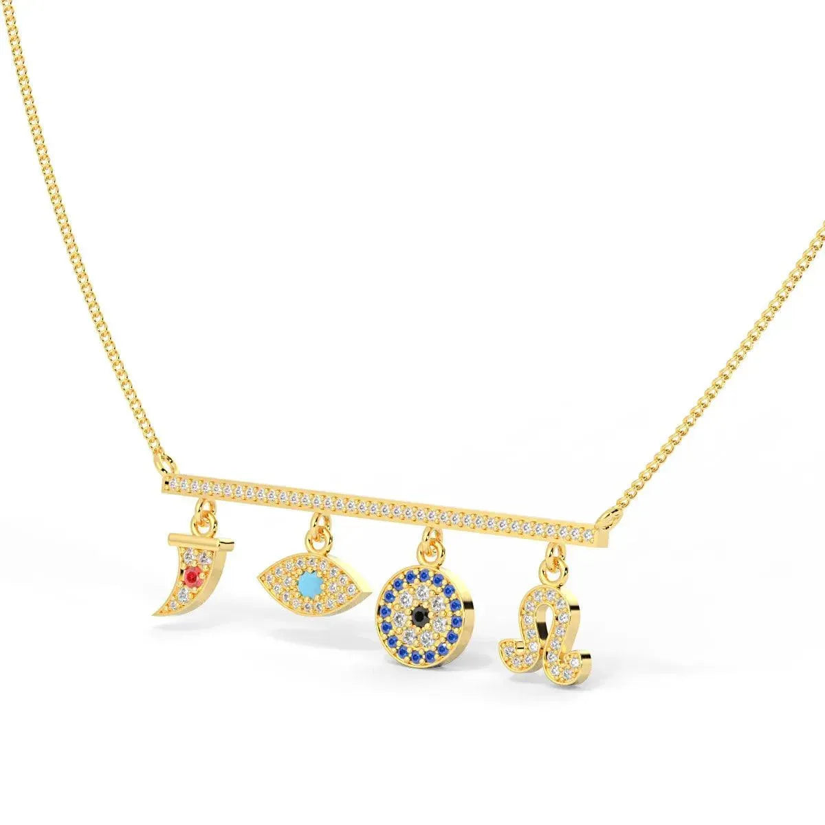 Gold Evil Eye 925 Silver Necklace - LA TATVA