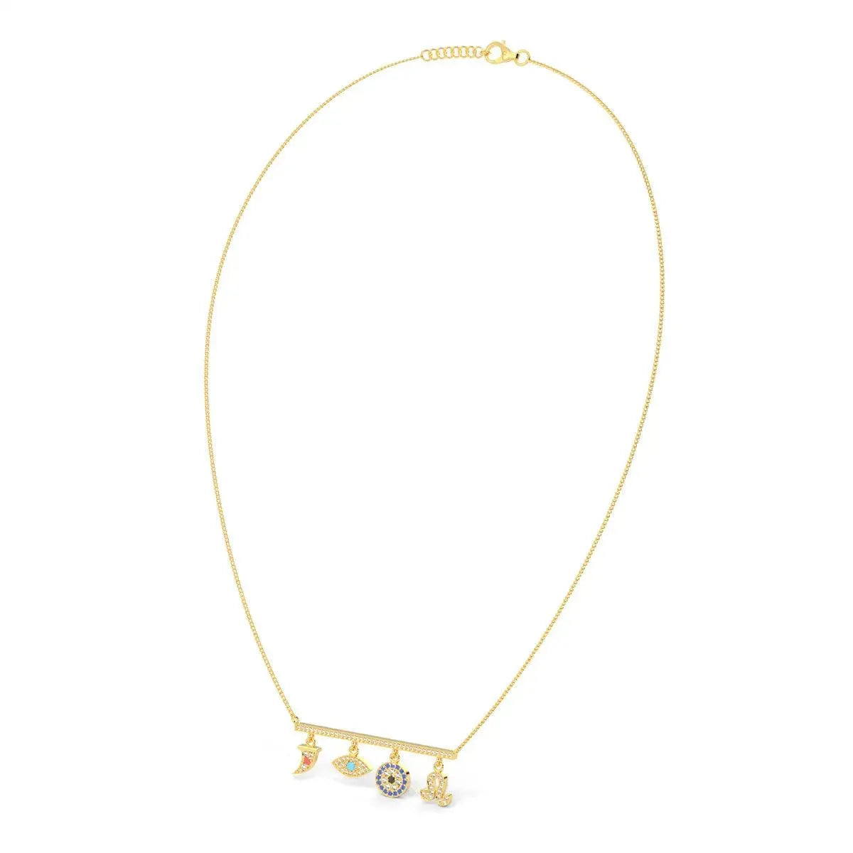 Gold Evil Eye 925 Silver Necklace - LA TATVA