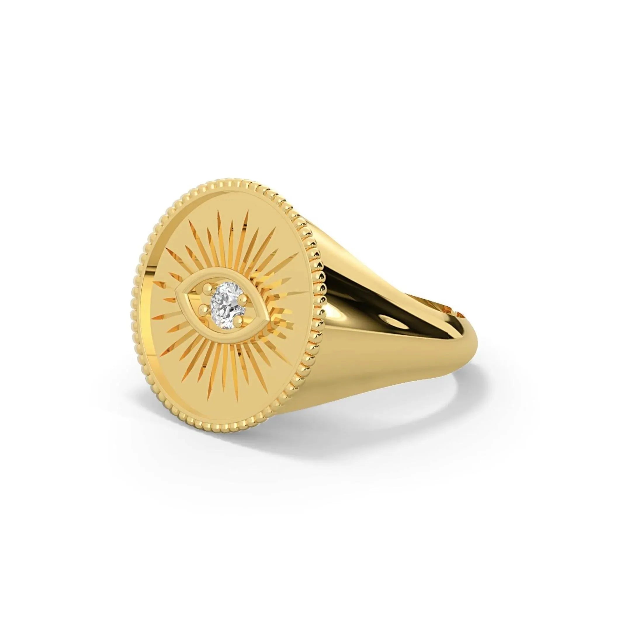 Gold Evil Eye 925 Silver Ring - LA TATVA