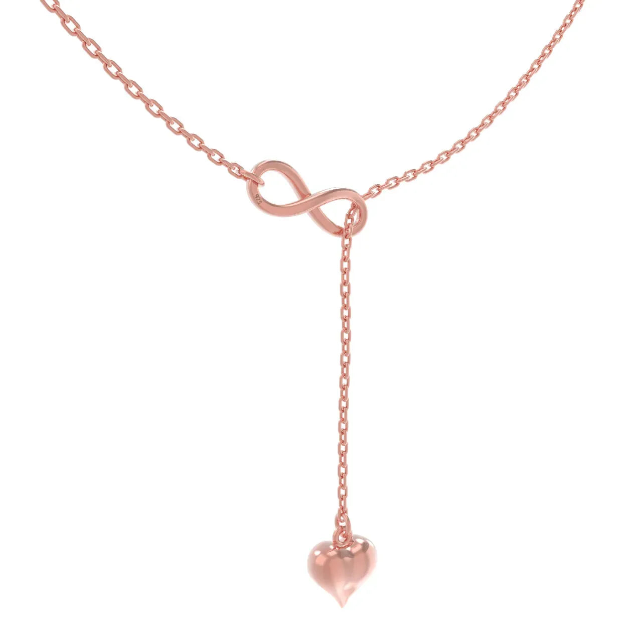 Infinity Heart Sterling Silver Necklace - Rose Gold - LA TATVA