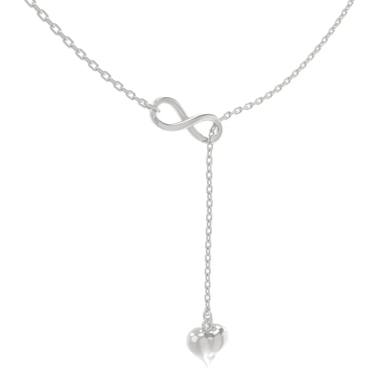 Infinity Heart Sterling Silver Necklace - Silver - LA TATVA