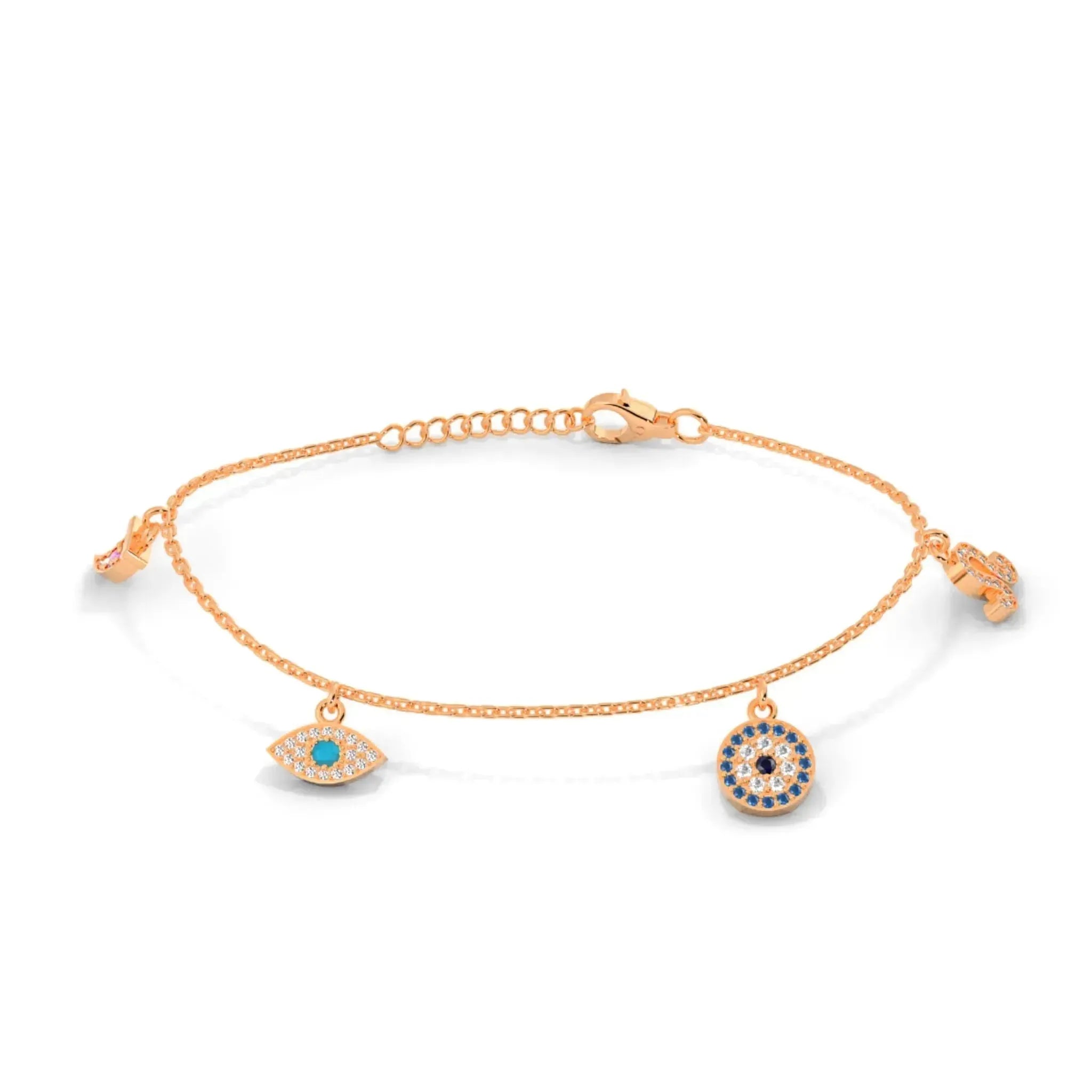 Rose Gold Evil Eye 925 Silver Bracelet - LA TATVA