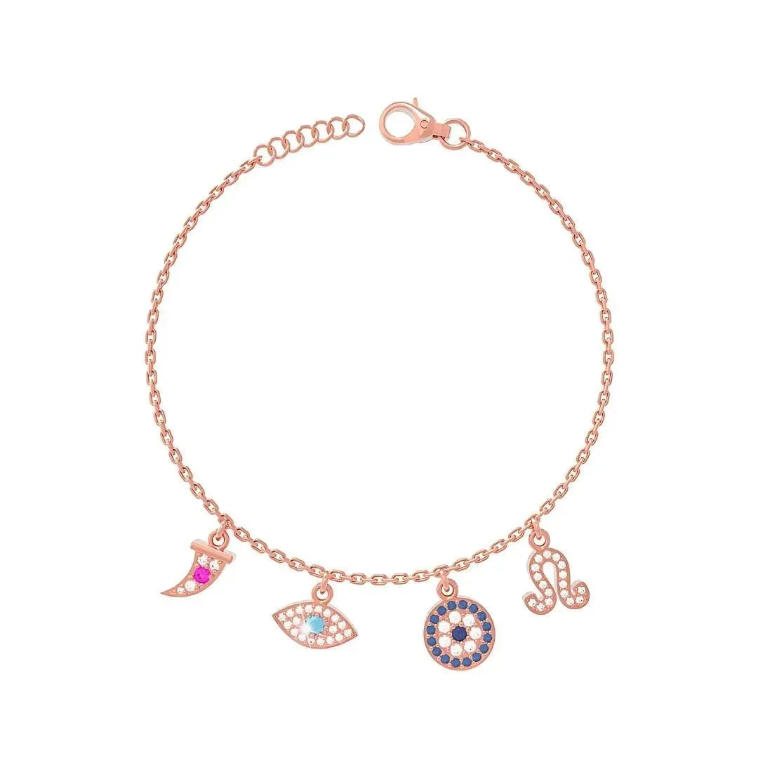 Rose Gold Evil Eye 925 Silver Bracelet - LA TATVA