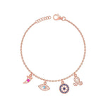 Rose Gold Evil Eye 925 Silver Bracelet - LA TATVA