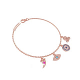 Rose Gold Evil Eye 925 Silver Bracelet - LA TATVA