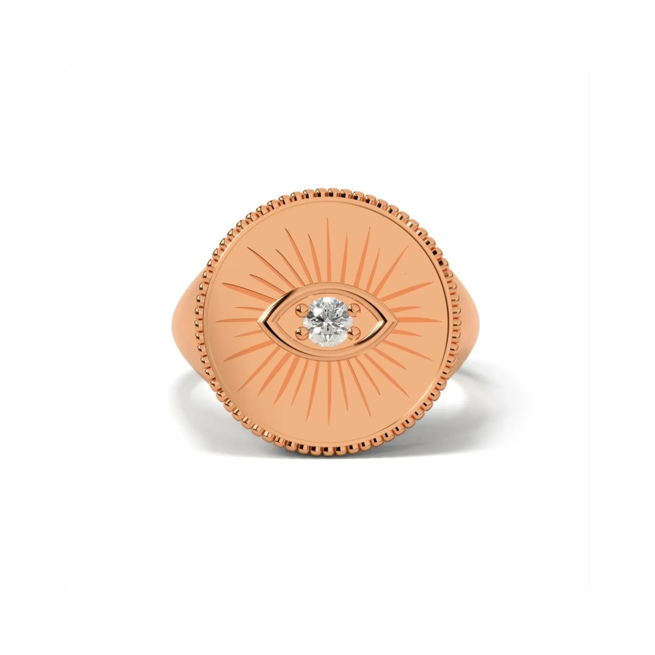 Rose Gold Evil Eye 925 Silver Ring - LA TATVA